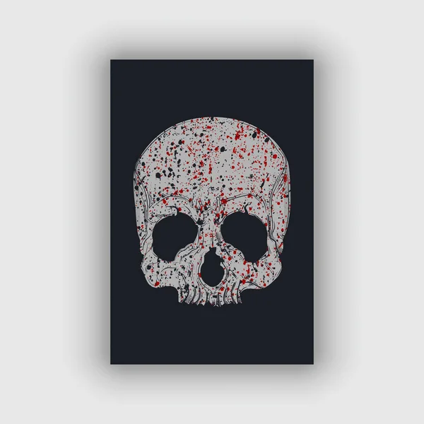 Skull Vector Gritty Texture Blood Stain Design — Stockový vektor