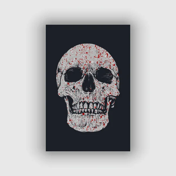 Skull Vector Gritty Texture Blood Stain Design — Image vectorielle