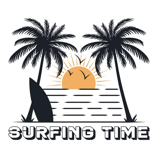Tiempo Surf Playa — Vector de stock