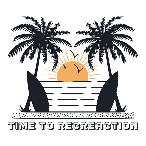 Tiempo Recreación Playa — Vector de stock