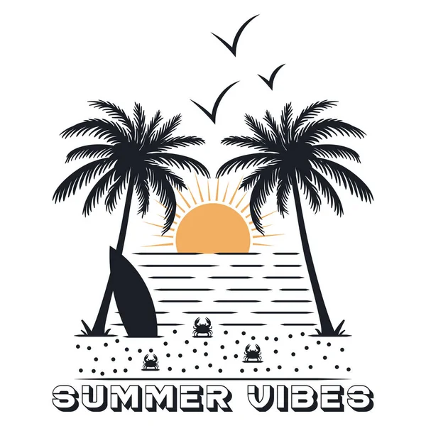 Vibes Καλοκαίρι Στην Παραλία — Διανυσματικό Αρχείο