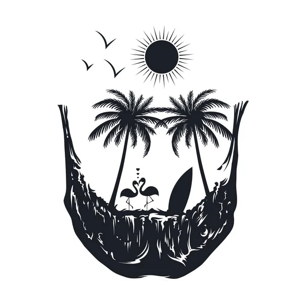 Summer Time Skull Island — Stok Vektör
