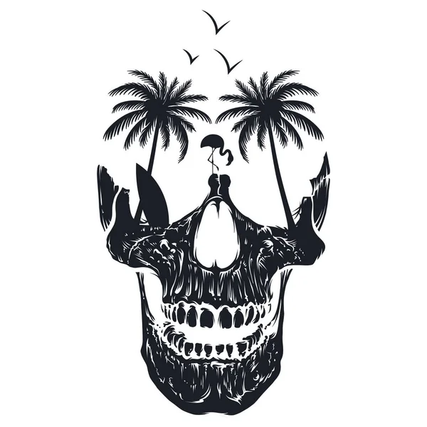 Summer Time Skull Island — Vector de stock