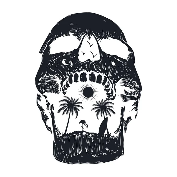 Summer Time Skull Island — Archivo Imágenes Vectoriales