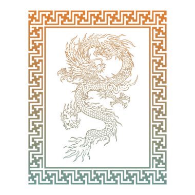 Geleneksel antik ejderha sanat tasarımı.