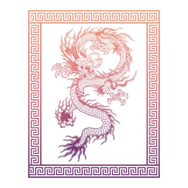 Geleneksel antik ejderha sanat tasarımı.