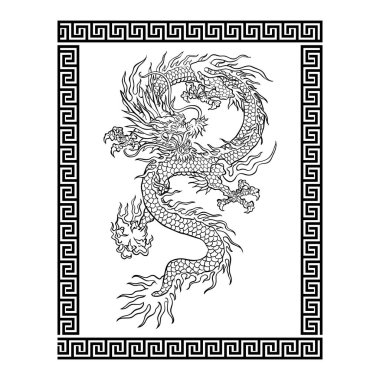 Geleneksel antik ejderha sanat tasarımı.