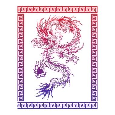 Geleneksel antik ejderha sanat tasarımı.