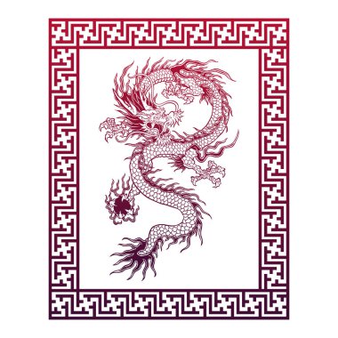 Geleneksel antik ejderha sanat tasarımı.