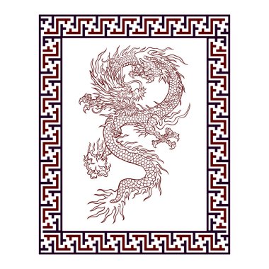 Geleneksel antik ejderha sanat tasarımı.