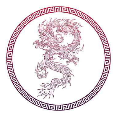 Geleneksel antik ejderha sanat tasarımı.