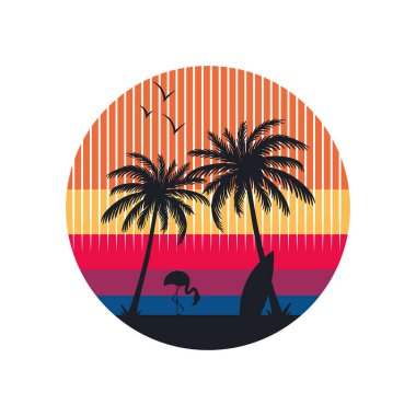 Okyanus ve plaj panoramik manzarası. Yaz dönemi tasarım sanat eserleri.