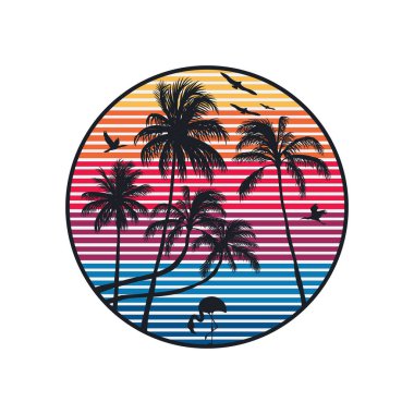 Okyanus ve plaj panoramik manzarası. Yaz dönemi tasarım sanat eserleri.