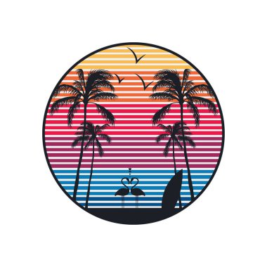 Okyanus ve plaj panoramik manzarası. Yaz dönemi tasarım sanat eserleri.