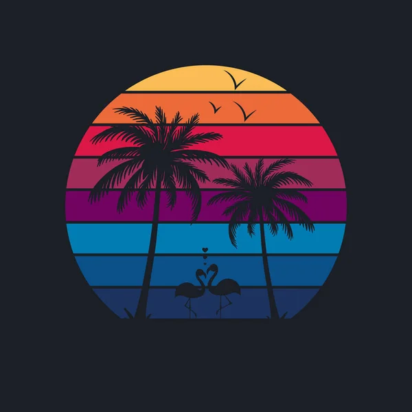 海とビーチのパノラマの風景 夏のタイムデザイン — ストックベクタ