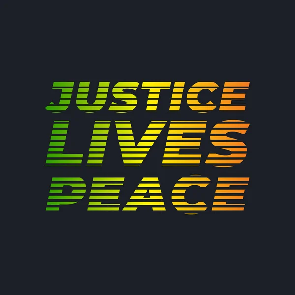 Justicia Vive Paz Tipografía Letra Línea Medio Tono — Vector de stock
