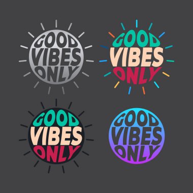 Sadece iyi vibo harfler, tipografi tasarımı sanat koleksiyonu. 