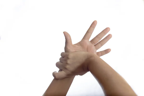 Gestures of greeting and success with one hand and two hands