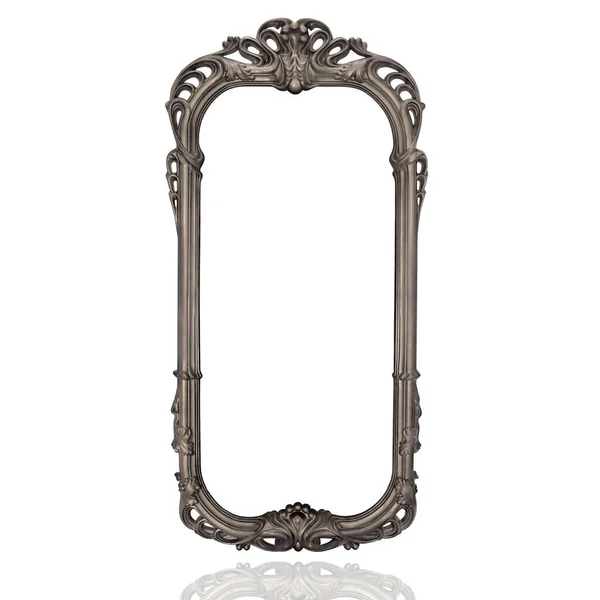 Stříbrná Bageta Zrcadlo Izolovaném Bílém Pozadí — Stock fotografie