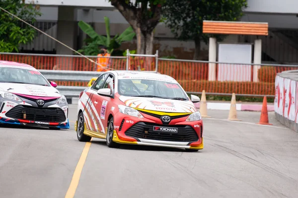 Chiangmai November 2021 Toyota Racing Autó Pályán Közúti Nagy Sebességgel — Stock Fotó