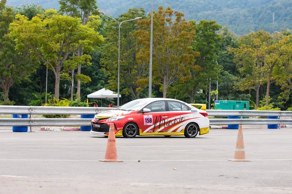 Chiangmai November 2021 Toyota Racing Autó Pályán Közúti Nagy Sebességgel — Stock Fotó