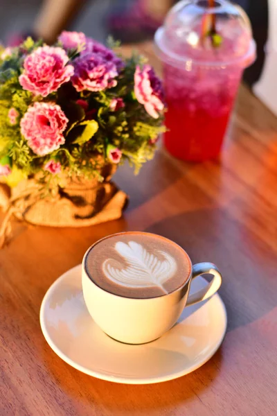 Coffee Cappuccino Art Mug Relaxing Time — Zdjęcie stockowe