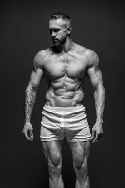 Homme Musclé Sous Vêtements Beau Modèle Masculin Portant Des Caleçons — Photo