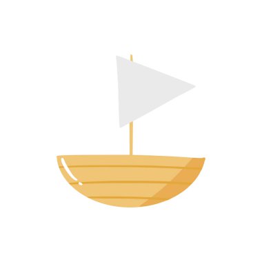 Cute doodle sailboat in hand drawn style, design boat children nursery, room, clothes, map and textile cartoon vector illustration isolated on white. Colorful sketch outdoor yacht for printing.