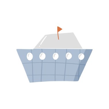 Cute doodle sailboat in hand drawn style, design boat children nursery, room, clothes, map and textile cartoon vector illustration isolated on white. Colorful sketch outdoor yacht for printing.