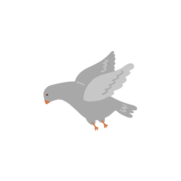 Icône Colorée Pigeon Volant Isolé Sur Blanc Grey Park Bird — Image vectorielle