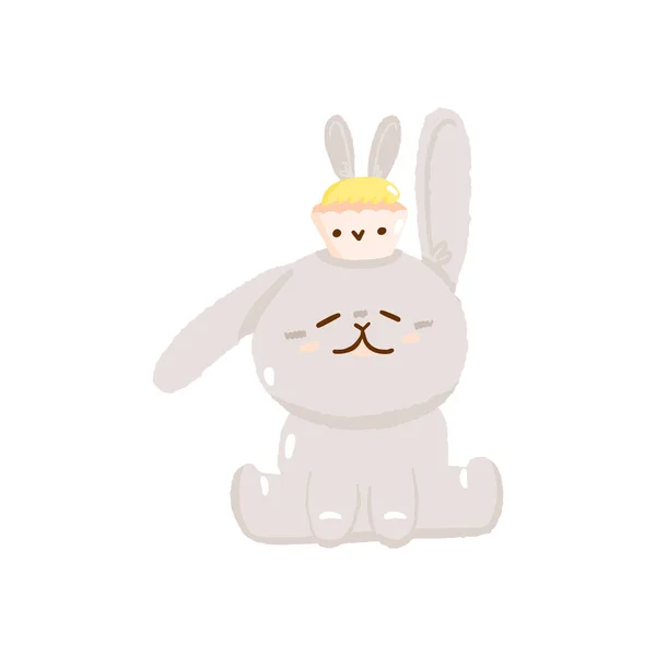 Cute Easter Hunt Egg Bunny Cupcake Concept Spring Religious Holiday — Stock Vector