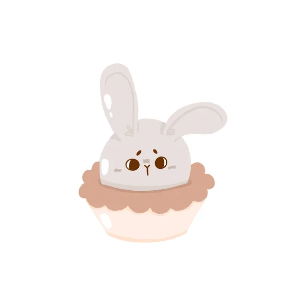Niedliche Osterjagd Hasen Cupcake Konzept Frühling Religiösen Feiertag Baby Kaninchen — Stockvektor