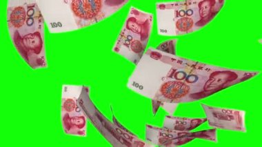 düşen yuan (yeşil ekran üzerinde döngü)