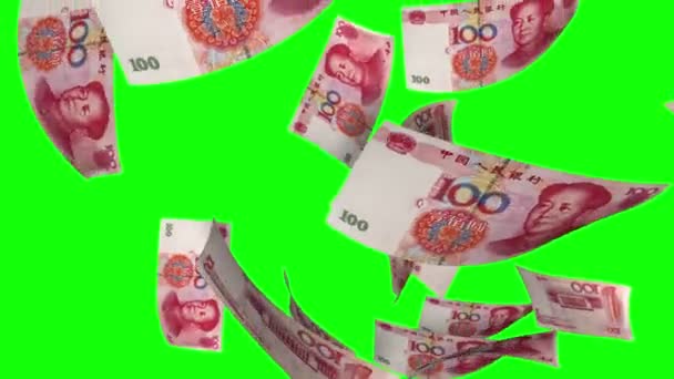 Düşen yuan (yeşil ekran üzerinde döngü) — Stok video