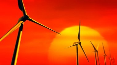 바람 터빈 일몰 (루프)