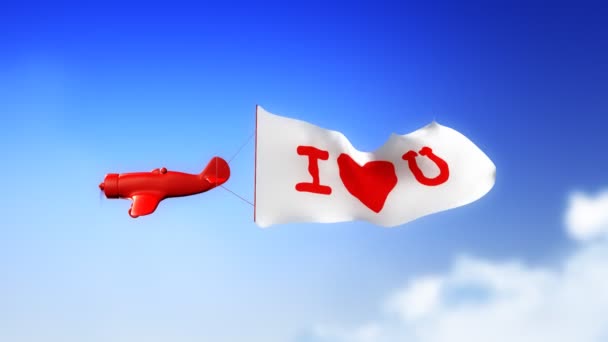 I love you - Flugzeug in Wolken (Schleife) — Stockvideo