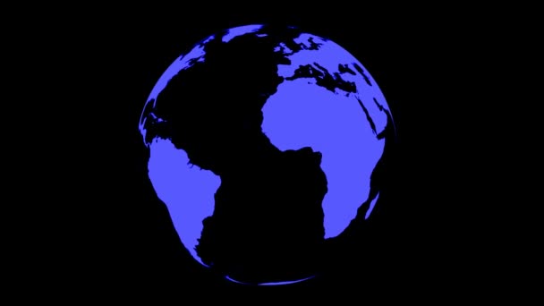 Globo Simbólico da Terra Girando no Preto (Loop com Matte ) — Vídeo de Stock