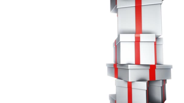Stapel von Geschenken weiß (Schleife) — Stockvideo