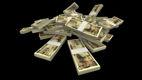 Queda de 10000 pacotes de ienes japoneses (JPY) (com fosco ) — Vídeo de Stock