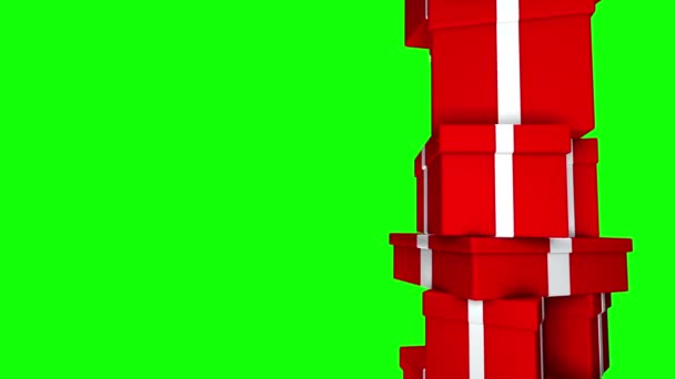 Stapel Geschenke rot (Schleife auf grünem Bildschirm) — Stockvideo
