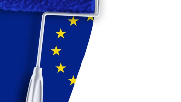 Bandeira da pintura - UE — Vídeo de Stock