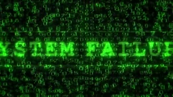 Text zum Systemausfall - digitale Datencode-Matrix — Stockvideo