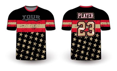 Tüm spor oyuncusu forma tasarımları zarif ve vahşi görünümlü. Spor kıyafetleri şablonu tüm sporlar için mükemmel. Gelişigüzel giyinen tasarımlar, gömlekler, moda giysileri ve her türlü spor malzemesi. 