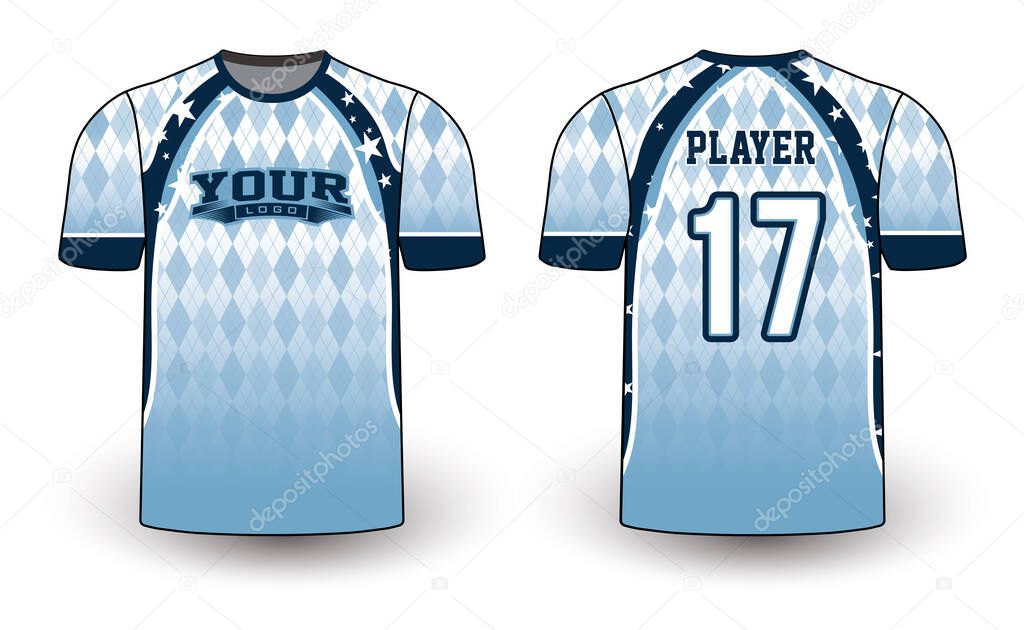 All sports player jersey design with an elegant edgy and wild look. Sports gear template mockup perfect fit for all sports. The designs that go on casual wear, shirts, fashions apparels, and all kinds of sports gear 