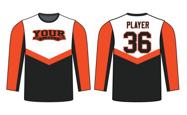 Tüm spor oyuncuları uzun kollu forma tasarımları zarif ve vahşi görünümlü. Spor kıyafetleri şablonu tüm sporlar için mükemmel. Tasarımlar gündelik kıyafetlere, gömleklere, moda kıyafetlere ve her türlü spor malzemesine sahip.