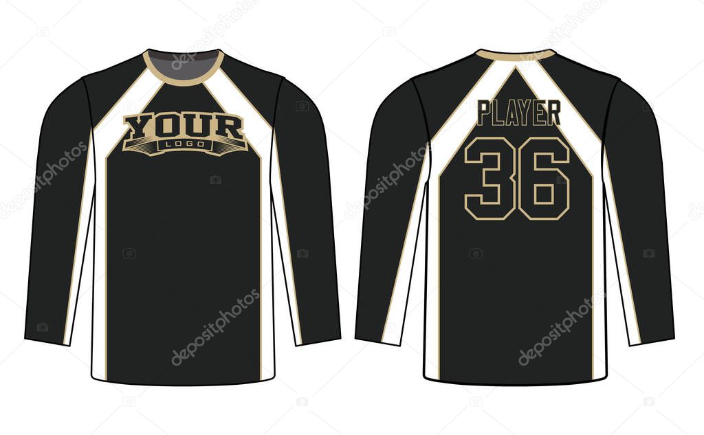 All sports player long sleeves jersey design with an elegant edgy and wild look. Sports gear template mockup perfect fit for all sports. The designs go on casual wear, shirts, fashions apparels, and all kinds of sports gear