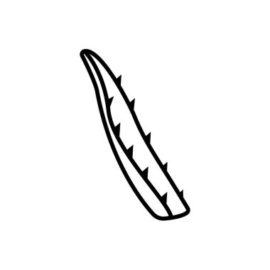 Aloe vera çizgi simgesi. Aloe vera tropikal sulu yaprak. Nemlendirici ya da kozmetik krem, organik gıda için tasarlandı. Siyah hat beyaz arka planda izole edilmiş. Düz vektör simgesi