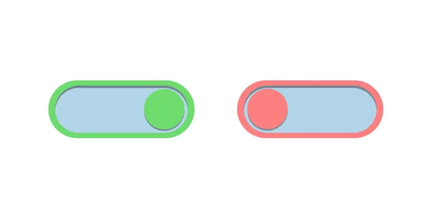 Tasten zum Ein- und Ausschalten des mobilen Geräts. Grüne und rote Knöpfe. Schalten Sie sich ein. Design der mobilen App-Oberfläche. Vektorillustration — Stockvektor
