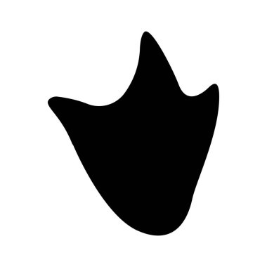 Dinozor ayak izi. Siyah siluet. Dinozor pençesi izi. Vektör illüstrasyonu beyaz arkaplanda izole edildi