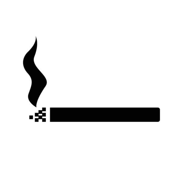 Smoking symbol. Burning cigarette. Break icon, smoking area. Bad habit. Design element. Solid black vector icon isolated on white background — Stock Vector